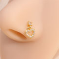 Dangle Nose Ring Ball Pin Shaped Dangling Nose Stud Heart Shape Indian Nose Piercing Jewelry with Charm. 