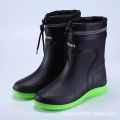 Rain boots men's rubber shoes anti slip waterproof shoes fishing shoes kitchen medium tube work shoes velvet fashion water shoes rain boots men.