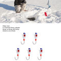Ice fishing jigs set 5 Pcs Winter Ice Fishing Jigs Kit Hooks Lures for Bass Perch Crappie Micro 5MM Ice Fishing Gear.