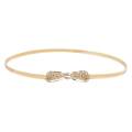 Women Elastic Waist Metal Chain, Stretch Dress Belt, Skinny Waistband for Women , Gold.