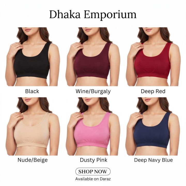 6 Pieces Semis Bra Genji for Women and Girls All Season Soft Stretch Fabric Casual and Gym Style Multicolor Super Premium Quality