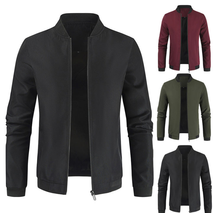 2023 Spring New Men's Stand Collar Solid Color Jacket Casual Short Men's Youth Jacket