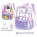 Popular Clear Backpack Heavy Duty, Stylish Transparent Laptop Book bag, for Stadium Check Approved, Jelly Purple.