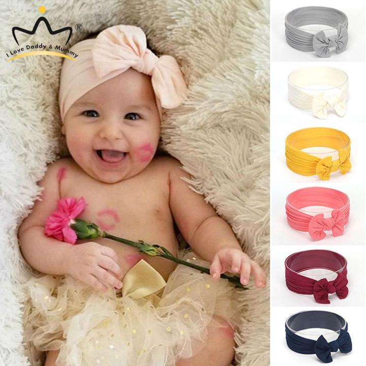 Baby Girl Headbands Lovely Bows Baby Headband Hair Accessories Newborn Infant Turban Elastic Hair Bands Solid Color Headwear