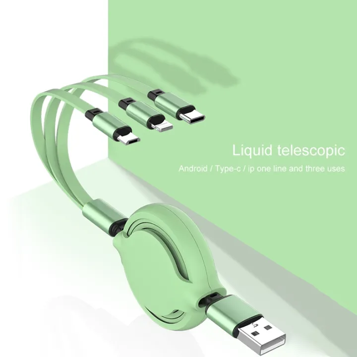 (New)3.5A%20Liquid%20Silicone%203%20in%201%20USB%20to%20USB-C%20/%20Type-C%20+%208Pin%20+%20Micro%20USB%20Retractable%20Data%20Syn%20Charging%20Cable%20-%20Image%202