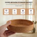 Handmade Autumn Rattan Weaving Round Storage Basket Fruit Dish Rattan Bread Basket for Kitchen Food Picnic Bread Mini Container. 