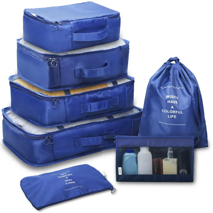 7 PCS High Quality Travel Storage Bag Organizer Set For Clothes Shoes Cosmetic Tidy Organizer Wardrobe Suitcase Pouch Travel Organizers Packing Bags