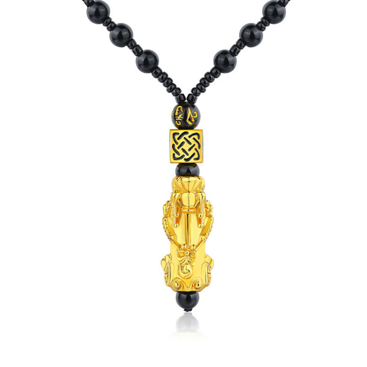 Chinese Traditional Jewelry Buddhist Beads Gold Silver Plated Piyao Pendant Women Men Good Lucky Fengshui Pixiu Necklace