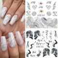 12pcs Marble Wave Nail Stickers Ink Watercolor Stone Water Transfer Sliders Tattoo Nail Art Decals Summer Flower Manicure BN3125. 