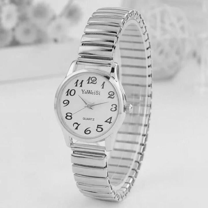 Elastic Band Watch Quartz Watch Expandable Stretch Gents Watches Wrist Band Unisex Strap Ladies P0v7