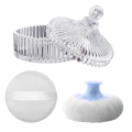Body Powder Puff and Container Kit , Dusting Powder Puff for Women Baby and Loose Powder Containers for Wet Dry Makeup A. 