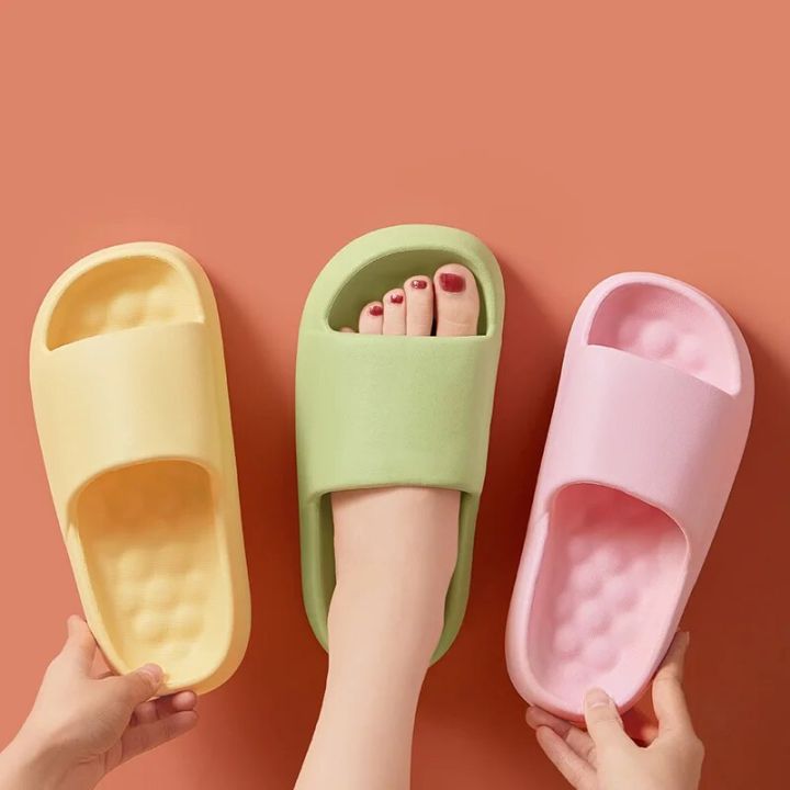 Thick Sole Summer Beach Slides Men’s Bathroom Anti-Slip Slipper Soft Sandals Fashion Women Flip-Flops Shoes