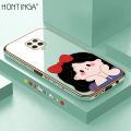 Hontinga for Redmi Note 9S / Note 9 Pro / Note 9 Pro Max Back Cover + Free Lanyard Luxury 6D Plating Cute Bow Girl Side Pattern Case Soft Silicone Square Mobile Cover. 