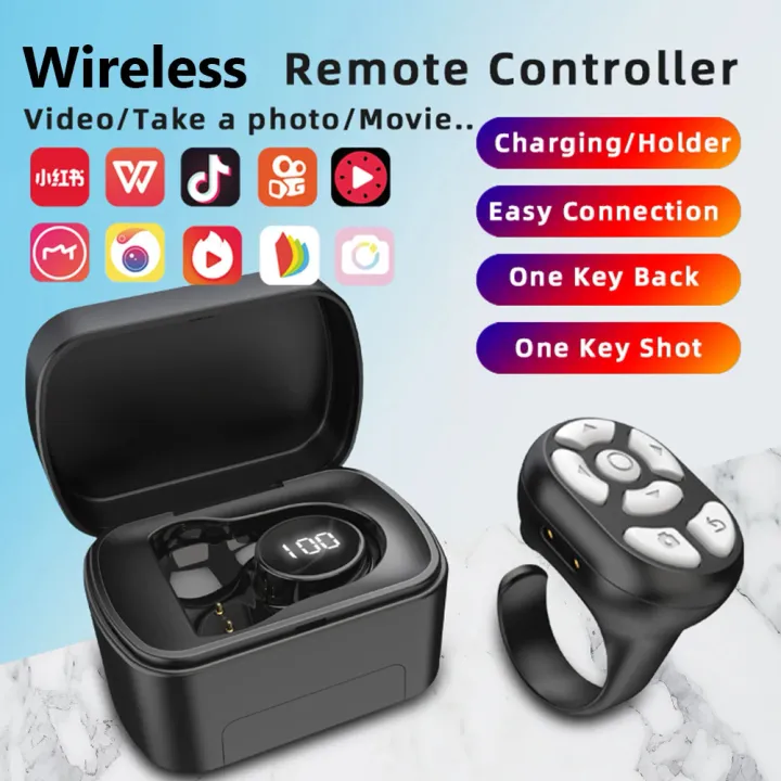 For TikTok Ring Bluetooth Remote Control Button Fingertip Selfie Video Stick Page Turner Browsing Controller for IOS Android