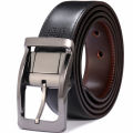 1Pcs Men's Genuine Leather Reversible Belt Rotated Buckle Two In One Big And Tall. 