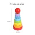 Wooden Puzzle Kids Toys Rainbow Tower Pyramid Nesting Stacking Shape Games Montessori Early Education Toys for Children Gift. 