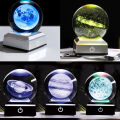 3D Crystsal LED Light Solar System Ball Laser Engraved Planets Glass Sphere Cosmic Model Globe Home Decoration Astronomy Gift. 