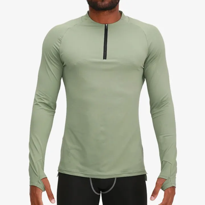 Mens%201/4%20Zip%20Compression%20Shirts%20with%20Thumb%20Holes%20Base%20layer%20Long%20Sleeves%20Moisture%20Wicking%20Athletic%20Tee%20Active%20Fishining%20Blouse%20-%20Image%206