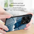 Biruiqu For Xiaomi Mi 14T Pro Shockproof Starry Colorful Tempered Glass Back Soft Silicone Edge Case Cover. 