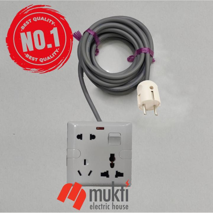 Homemade MultiPlug Custom Made Super Star 6 Pin One Gang Point Extension Socket with Switch BRB 23/76 Two Core Wire 1Gang 2376 Multi Plug PVC 6Pin Lotus