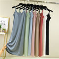 Outer Wear Suspender Skirt Women 2024 Summer Thin Ice Silk Knitting Dress Loose Inner wear Base Skirt Nightdress Slip Dress.