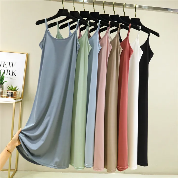 Outer%20Wear%20Suspender%20Skirt%20Women%202024%20Summer%20Thin%20Ice%20Silk%20Knitting%20Dress%20Loose%20Inner%C2%A0wear%20Base%20Skirt%20Nightdress%20Slip%20Dress%20-%20Image%205