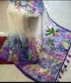 Half Silk Exclusive Design Hand Printed Saree for women.