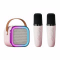 Bluetooth-Compatible 5.3 RGB Multi-Colors Speaker with Wireless Mic Mini Home Theater Speakers Adjustable LED Lights. 