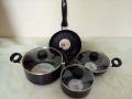 MGC/ Prestiege 7 Pcs Cookware Set For Superior Release -1Pc Casserol, 1Pc Fry pan, 1Pc Karai, 1Pc Milk pan and 3 lids Gift And Home Use.