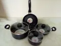 MGC/ Prestiege 7 Pcs Cookware Set For Superior Release -1Pc Casserol, 1Pc Fry pan, 1Pc Karai, 1Pc Milk pan and 3 lids Gift And Home Use.