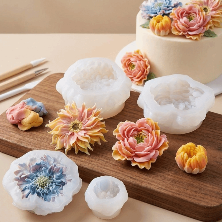 Baking Tool Realistic 3D Flower Silicone Mold Nonstick Flexible Mousse Cake Decorating DIY Candle Mold Cake Baking