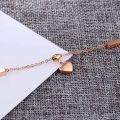 JeeMango Heart Cube Charm Anklets For Women Rose Gold Plated Stainless Steel Female Foot Bracelet Friendship Jewelry JA19040.