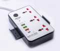 Maxline ML-804 Multiplug 3 Ways Power Socket And 4USB Port With Adjust 2 Mobile Stand 2 Yard/ 6 Feet Cable White Colour. 