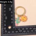 Cute Smile Sun Keychains Enamel Plant Cactus Charms Keyrings Women Men Handbag Pendants Key Chains Accessories DIY Jewelry Gifts. 