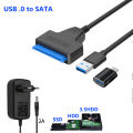 Sata To Usb Hard Disk External Adapter With Power 12v 2a For 3.5 2.5 Inch Hard Drive Ssd Connector Usb3.0 To Sataiii Cord 22 Pin. 