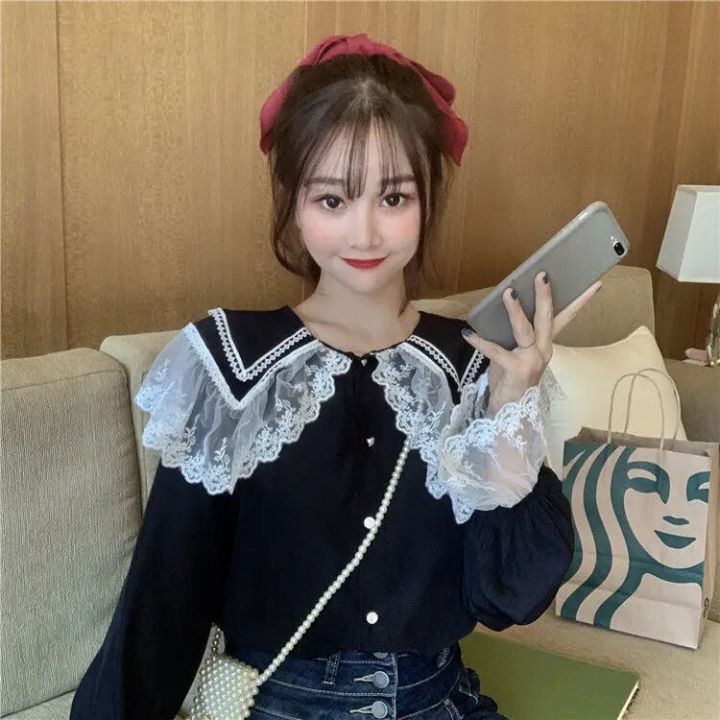 French%20Vintage%20Doll%20Collar%20Shirt%20Women%20Trend%20Korean%20Chiffon%20Cute%20Lace%20Patchwork%20Button%20up%20Lolita%20Blouse%20Preppy%20Top%20Long%20sleeve%20-%20Image%203