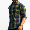 Men's Light Green Check Trendy Shirt.