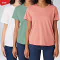 Women's Round Neck Short Sleeve Casual Cotton T-Shirt for Ladies From LEVIN. 