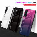 PlusCase for Samsung Galaxy M15 / F15 5G Case Glass Hard Gradient Painted Shockproof Phone Back Cover.