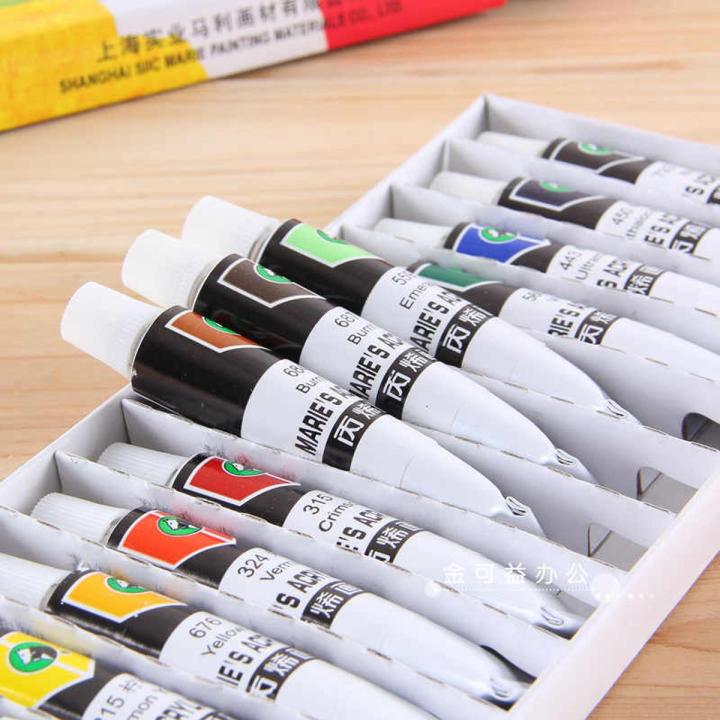 ⭐⭐⭐ 12 color Maries acrylic paint set 12ml professional student
