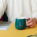 {ABS} Cup Ceramic Gift Set Mug Tea Morning Coffee Milk with Handle Lids Spoon Household For Gift / Office / Home Set Cawan Seramik Hadiah Hari Jadi.