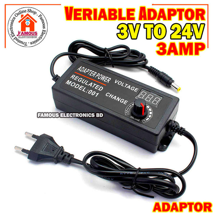 Adjustable DC 3V To 24V 3A Power Adapter with LED Voltmeter 775 Motor ...