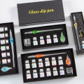 Intarsia glass pen dip pen gift box creative crystal signature pen high-grade water dipping pen gold powder ink set.