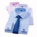 Men's Classic French Cuff Dress Shirts Long Sleeve No Pocket Tuxedo Male Shirt with Cufflinks Formal Party Wedding White Blue.