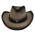 【Hot item】 Fashion Men Women Retro Western Cowboy Riding Hat Leather Wide Brim Cap Hat Straw Sun #R10. 