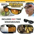 2 Pair set HD Night Vision Wraparound Fits OVER Glasses Sunglasses As Seen on TV. 