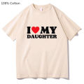 I Love My Daughter Red Heart Symbol Letters Family Aesthetic T-shirts WOMEN 100% Cotton Sense of Design T Shirt Harajuku Fashion. 