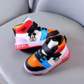 Disney Children's Sneakers Boys Girls Mickey Led Light Sport Shoes Student Shoes Hook Anti-slip Kids Outdoor Shoes Basket Shoes.
