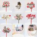 Best Mom Mother's Day Party Cake Topper Pink Love You Mum Mom Birthday Party Cake Topper Favor Acrylic Cake Topper. 