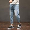 Fat Man plus-Sized plus Size Jeans Men's Fashionable Elastic Fat Man Fatty Spring and Summer Extra Large Skinny Pants300Jin7xl6. 